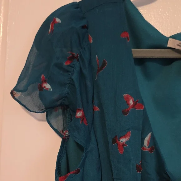 American Rag Blue/green Ruffled Tiered Mini Dress Wedding Guest - Picture 2 of 8